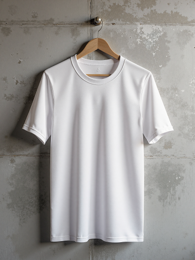 夏季短袖T恤，白色基础款，圆领设计，正面展示，明亮自然光